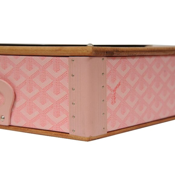 Goyard Pink Edmond Single Dog Cat Bowl Hard Sided Trunk Discontinued Palladium - Picture 5 of 16